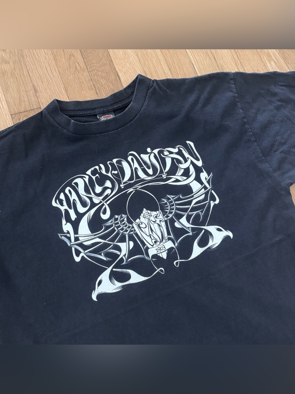 Vintage 1998 Harley Davidson Dali Illusion Rare Shirt 2XL Black Tag Cyber Y2K